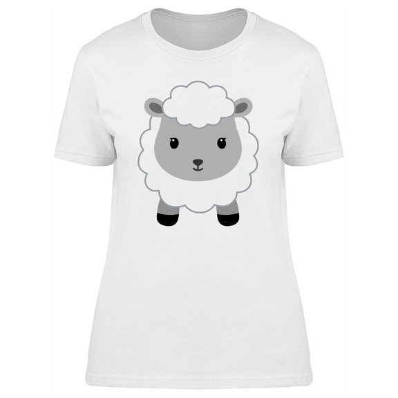 Cute Happy Sheep Cartoon T-Shirt Women -Image by Shutterstock, Female Small