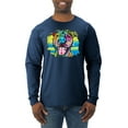 thumbnail image 1 of Cute Happy Smiling Dog Rainbow Pitbull Dog Lover Mens Long Sleeve Shirt, Vintage Heather Navy, X-Large, 1 of 3