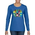 thumbnail image 1 of Cute Happy Smiling Dog Rainbow Pitbull Dog Lover Womens Graphic Long Sleeve T-Shirt, Royal, Medium, 1 of 3