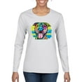 thumbnail image 1 of Cute Happy Smiling Dog Rainbow Pitbull Dog Lover Womens Graphic Long Sleeve T-Shirt, White, Small, 1 of 3