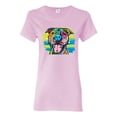 thumbnail image 1 of Cute Happy Smiling Dog Rainbow Pitbull Dog Lover Womens Graphic T-Shirt, Light Pink, 3XL, 1 of 3