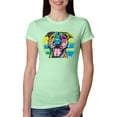 thumbnail image 1 of Cute Happy Smiling Dog Rainbow Pitbull Dog Lover Womens Slim Fit Junior Tee, Mint, Large, 1 of 3