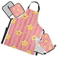 thumbnail image 1 of Cute Happy Stars 5 Pcs Kitchen Set Heat Resistant Oven Mitts and Non-Slip Pot Holders with Adjustable Cooking Apron, 1 of 6
