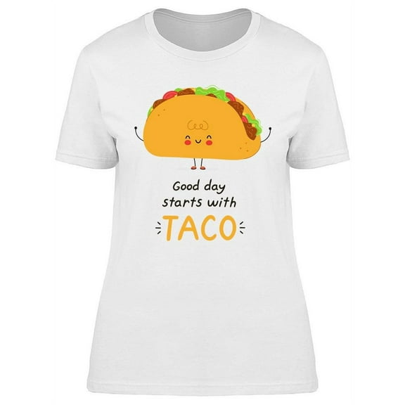 Cute Happy Taco T-Shirt Women -Image by Shutterstock, Female x-Large