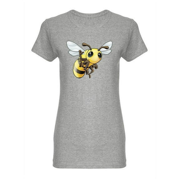 Cute Happy Waving Bee Shaped T-Shirt Women -Image by Shutterstock, Female Medium