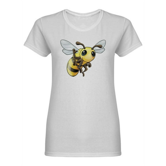 Cute Happy Waving  Bee Shaped T-Shirt Women -Image by Shutterstock, Female Medium