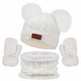 thumbnail image 1 of Cute Hat, Scarf & Glove 3 Piece Sets for Toddler Boys Girls Thermal Warm Solid Pom-Pom Beanies Hats Mitten Gloves Fleece Lined Scarves Ski Snow Set, 1 of 4