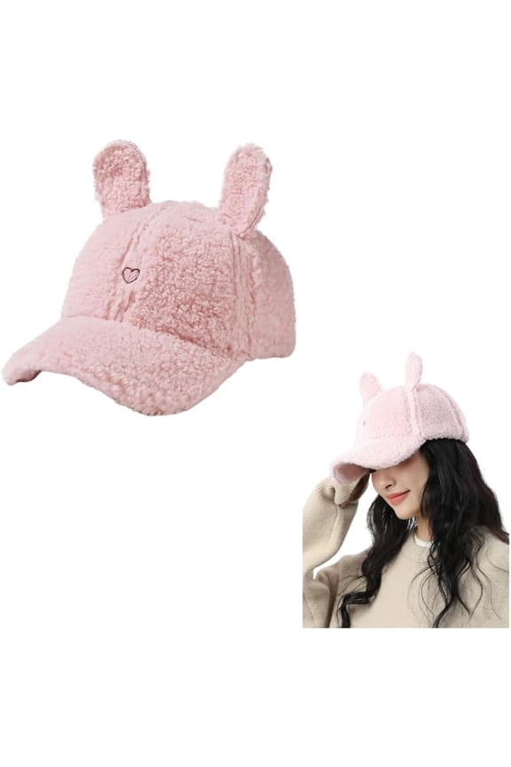 Cute Hat for Women Winter Wool Cat Rabbit Ears Soft Beanie Slouchy Baseball Cap Vintage Casual Sports