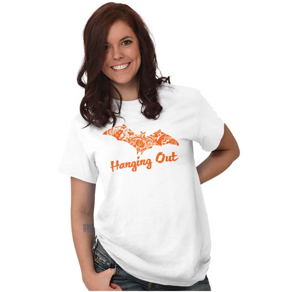 Cute Haunted House Halloween Bat Women's Graphic T Shirt Tees Brisco Brands L