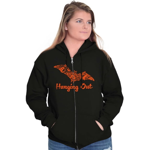 Cute Haunted House Halloween Bat Zip Up Hoodie Men's Women's Brisco Brands X