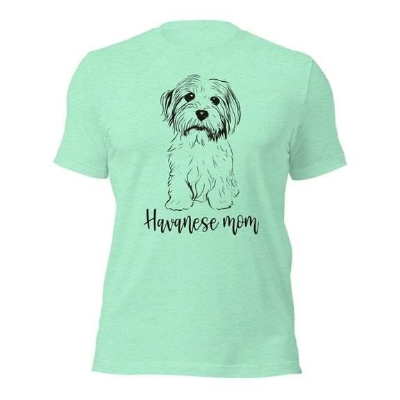 Cute Havanese Dog Mom T-Shirt, Graphic Tee for Pet Lovers (Heather Mint, 2XL)