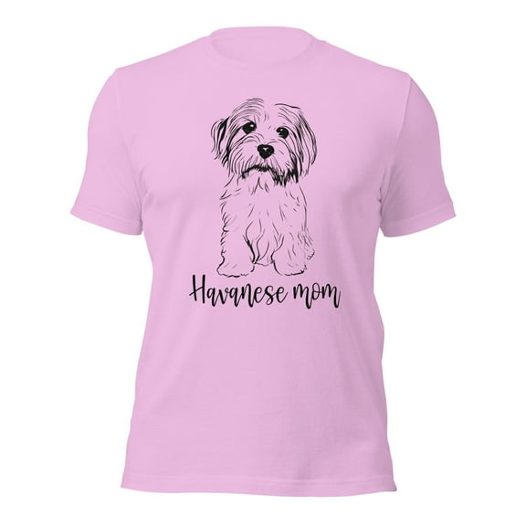Cute Havanese Dog Mom T-Shirt, Graphic Tee for Pet Lovers (Lilac, S)