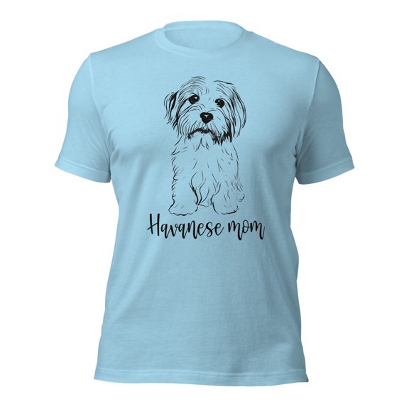 Cute Havanese Dog Mom T-Shirt, Graphic Tee for Pet Lovers (Ocean Blue, XL)
