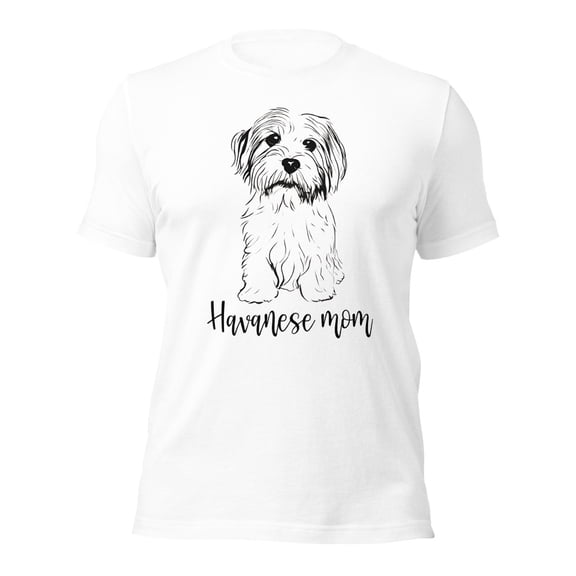 Cute Havanese Dog Mom T-Shirt, Graphic Tee for Pet Lovers (White, XS)