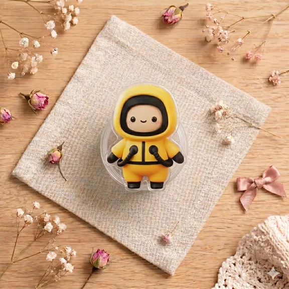 Cute Hazmat Suit Phone Grip, Aesthetic Chibi Biohazard Guy Phone Holder Stand