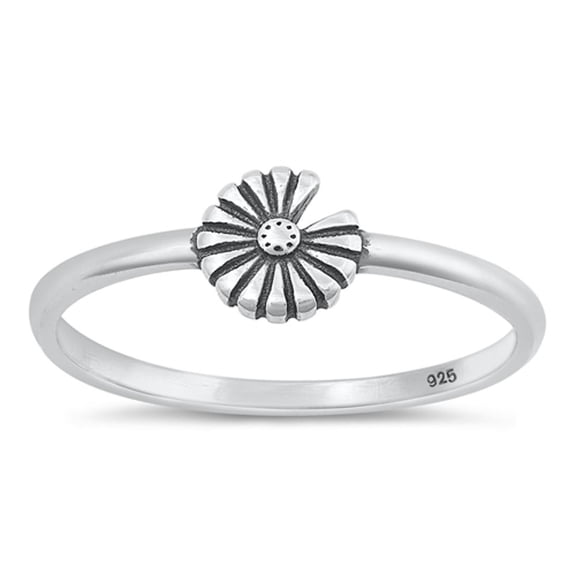 Cute He Loves Me Not Daisey Petal Ring .925 Sterling Silver Band Jewelry Female Male Unisex Size 4