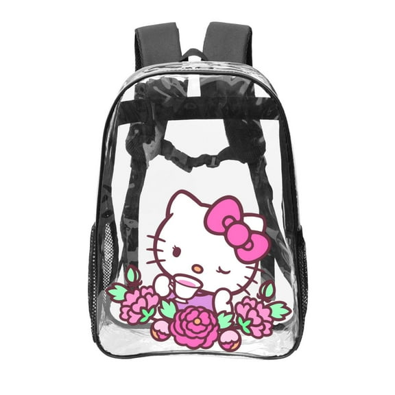 Cute He_llo Kit_ty(40) Clear Backpack Heavy Duty See Through Bookbag Transparent Bag for Colleges School Work Sport Travel