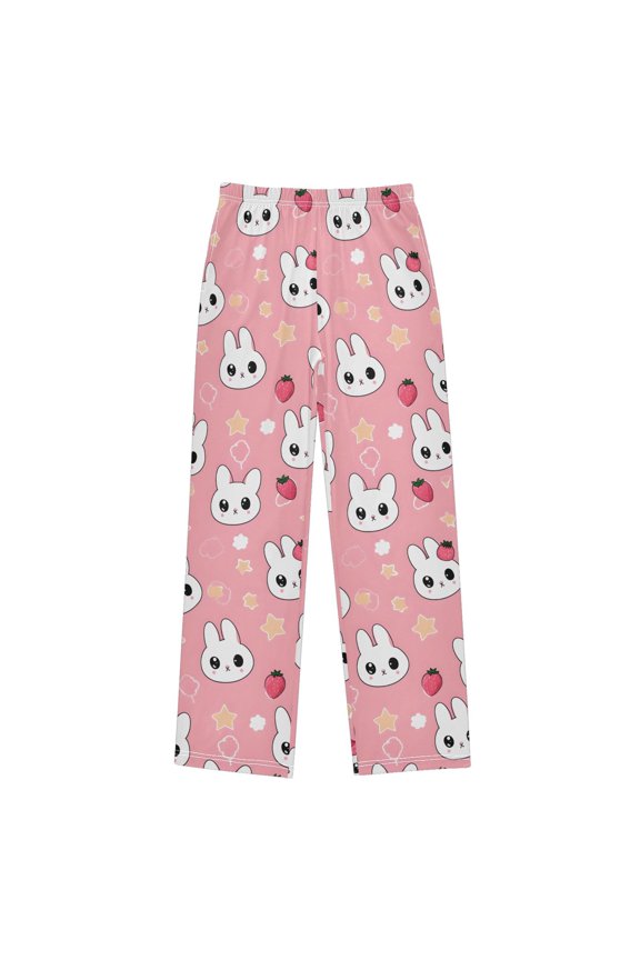 Cute Head Rabbit Pattern Pajama Pants Soft Lightweight Lounge Pants Bottoms Sleep Pants Warm Comfy