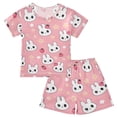 thumbnail image 1 of Cute Head Rabbit Pattern Summer Pajama Set Soft Cotton Short Sleeve Sleepwear 2PCS Pajama Sets Breathable Lounge Set Size 12Y, 1 of 7