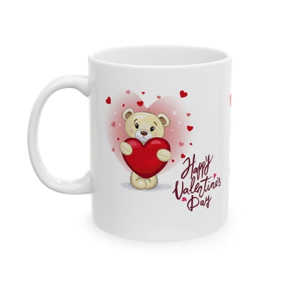 Cute Heart Bear Vaine Mug Ceramic Coffee Cup.