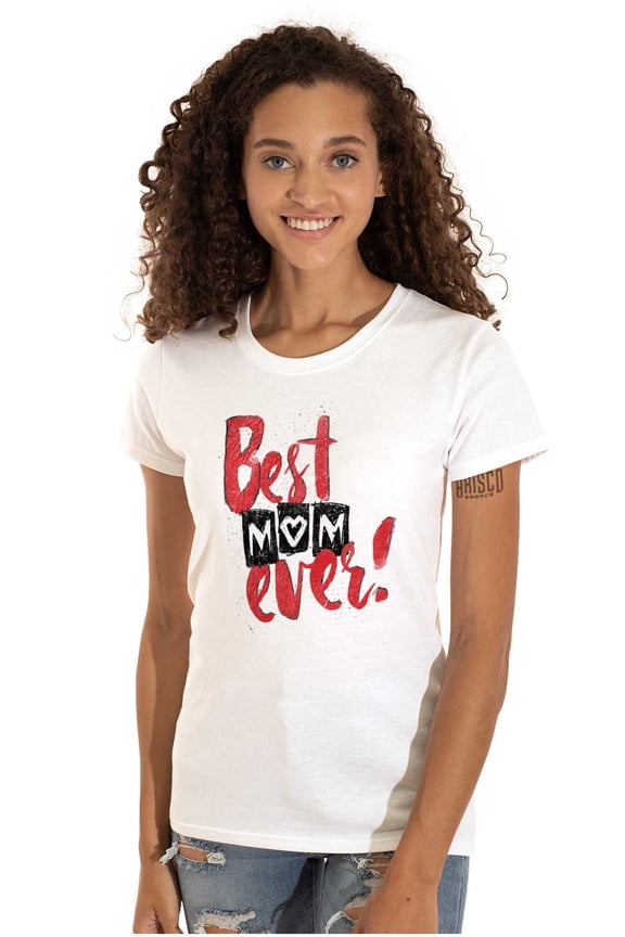 Cute Heart Best Mom Ever Mother's Day Womens Slim Fit Graphic Tee Brisco Brands M