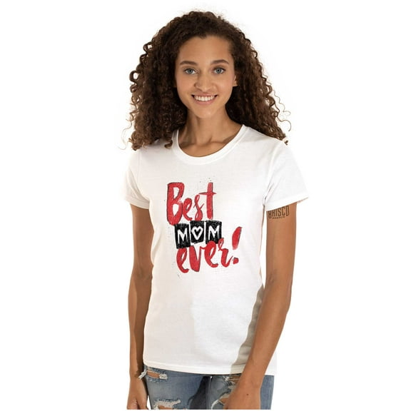 Cute Heart Best Mom Ever Mother's Day Womens Slim Fit Graphic Tee Brisco Brands X