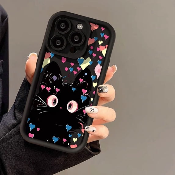 Cute Heart Cat Phone Case Compatible with Samsung Galaxy S26 Ultra, Shockproof Durable Protective Cover, Full Edge Protection Slim TPU Shell for Women