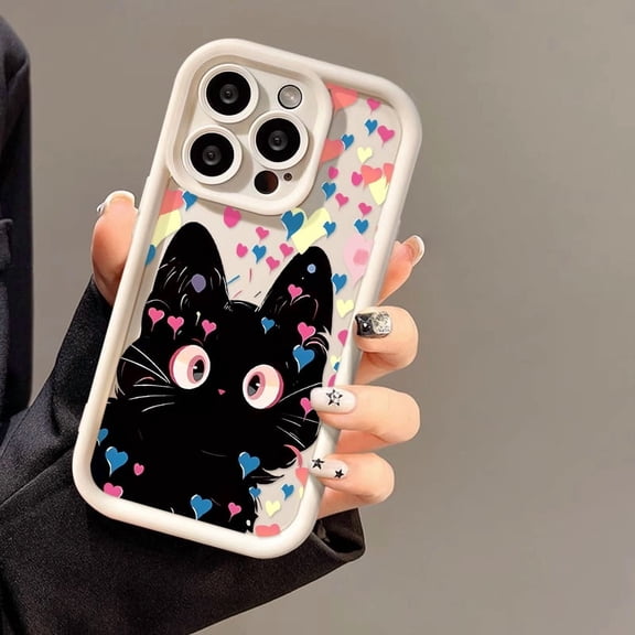 Cute Heart Cat Phone Case Compatible with Samsung Galaxy S26, Shockproof Durable Protective Cover, Full Edge Protection Slim TPU Shell for Women