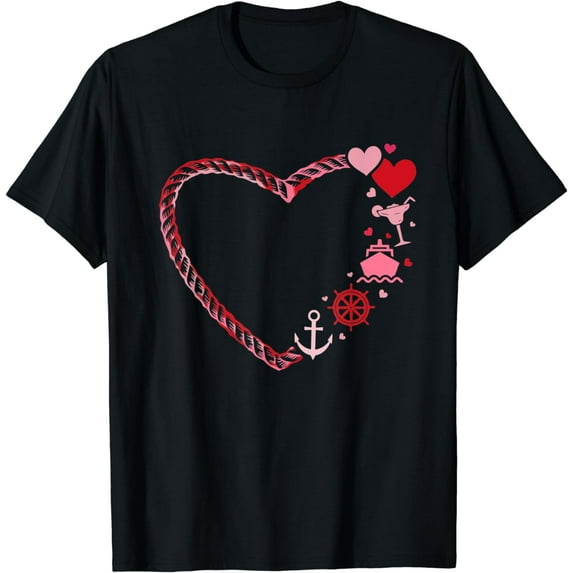 Cute Heart Cruise Valentines Day Family Cruise Vacation T-Shirt