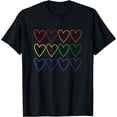 thumbnail image 1 of Cute Heart Equality Gay Pride Rainbow T-Shirt, 1 of 4