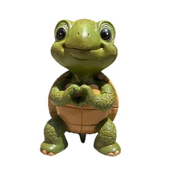 Cute Heart Gesture Turtles Resin Miniature Figurine Collectible Ornament For Home Garden Decors And Gift Giving