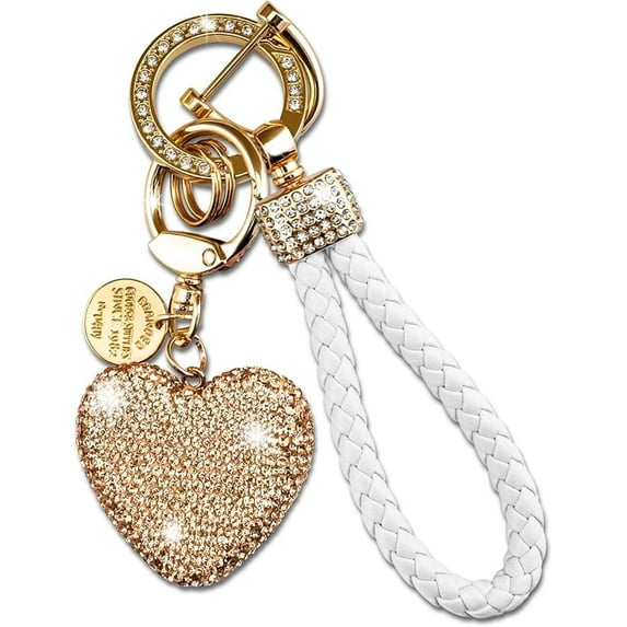 Cute Heart Keychain Black Wristlet Keychains For Women Girls Bling Key Chain Rhinestone Key Chains For Car Keys Purse Charms Handbag Backpack Accessories Rhinestone Keychain Sparkly