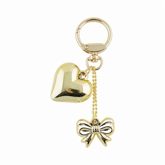 Cute Heart Keychain Pendant Metal Keyring Charm Bowknot Key Ornament Metal Material Bag Pendant Perfect Gift for Women