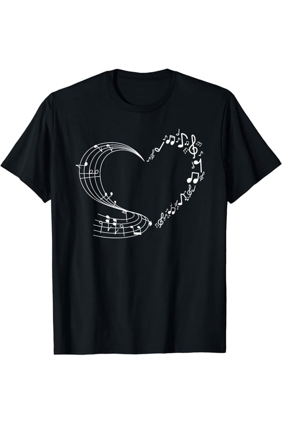 Cute Heart Music Note Women Girls Musicians T-Shirt