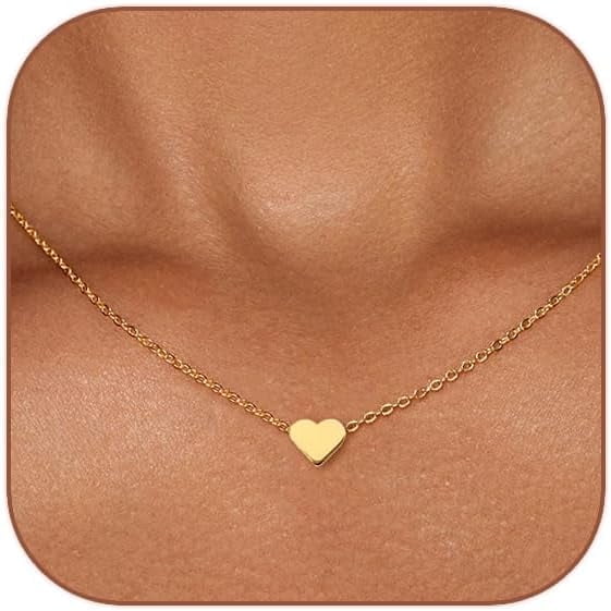 Cute Heart Necklace Dainty 18k Gold Plated Tiny Heart Pendant