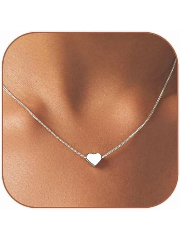 Cute Heart Necklace Dainty 18k Gold Plated Tiny Heart Pendant Choker Necklaces Small Gold Love Open Heart Chain Necklace for Women Simple Gold Necklace for Women Trendy Jewelry