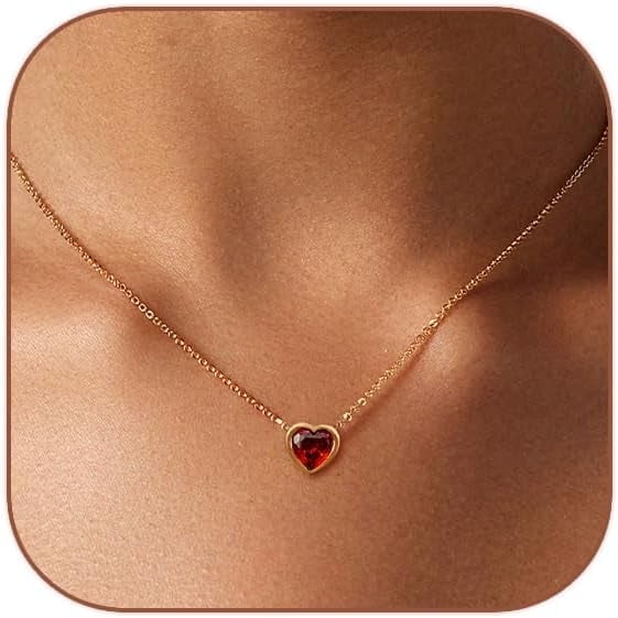 Cute Heart Necklace Dainty 18k Gold Plated Tiny Heart Pendant Choker Necklaces Small Gold Love Open Heart Chain Necklace for Women Simple Gold Necklace for Women Trendy Jewelry