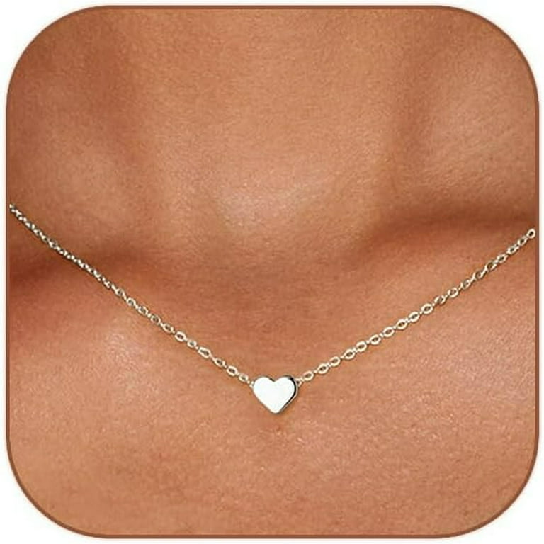 Cute Heart Necklace Dainty 18k Gold Plated Tiny Heart Pendant