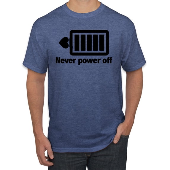 Cute Heart Never Power off Love Couple Gift Valentine's Day Men's Graphic T-Shirt, Vintage Heather Blue, 2XL