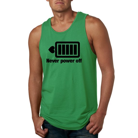 Cute Heart Never Power off Love Couple Gift Valentine's Day Mens Graphic Tank Top, Kelly, 2XL