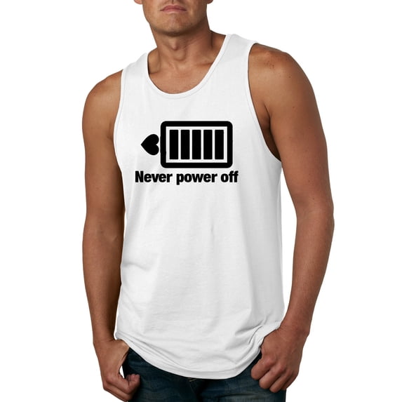 Cute Heart Never Power off Love Couple Gift Valentine's Day Mens Graphic Tank Top, White, X-Large