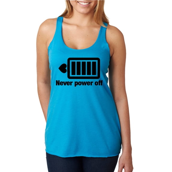 Cute Heart Never Power off Love Couple Gift Valentine's Day Tri-Blend Racerback Tank Top, Vintage Turquoise, Medium