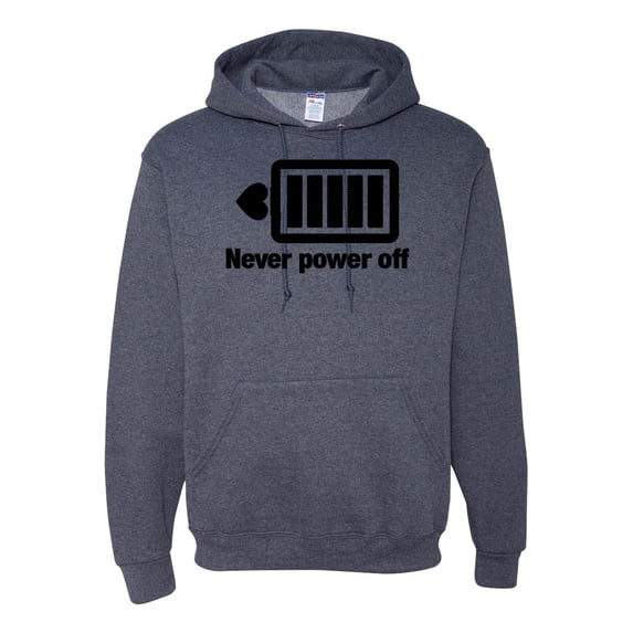 Cute Heart Never Power off Love Couple Gift Valentine's Day Unisex Graphic Hoodie Sweatshirt, Vintage Heather Navy, Small