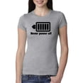 thumbnail image 1 of Cute Heart Never Power off Love Couple Gift Valentine's Day Womens Slim Fit Junior Tee, Heather Grey, 2XL, 1 of 3