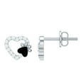 thumbnail image 1 of Rosec Jewels Cute Heart Paw Stud Earrings with Moissanite and Black Enamel (D-VS1 Grade), 925 Sterling Silver, 1 of 8