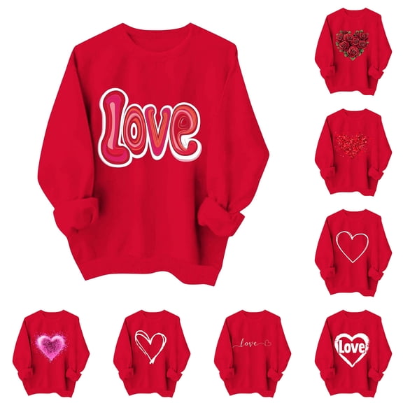 Cute Heart Print Pullover Hoodie Valentine's Gift Idea for Her Deep Red 2XL