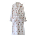 thumbnail image 1 of Cute Heart Printed Bath Robes for Women Warm Cozy Soft Lounge Bathrobe with Belt Casual Fall Winter Sleepwear with Pockets, 1 of 4