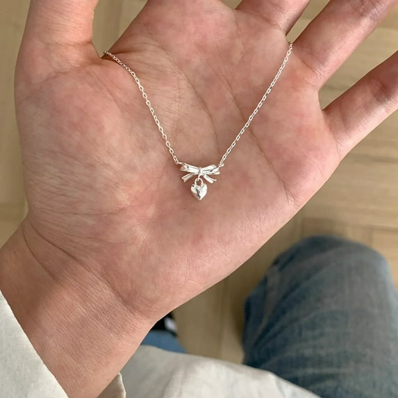 Top-keivon Cute Heart S925 Sterling Silver Necklace Tiny 14k Gold-Tone Plated Heart Pendant Choker Necklaces Small Gold-Tone Love Hearted Chain Necklace for Women Dainty Love Gifts for Women