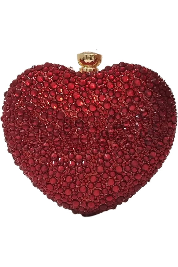 Cute Heart Shape Clutch Purse Mini Love Heart Rhinestone Wedding Handbag Party Women Purse