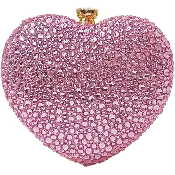 Cute Heart Shape Clutch Purse Mini Love Heart Rhinestone Wedding Handbag Party Women Purse